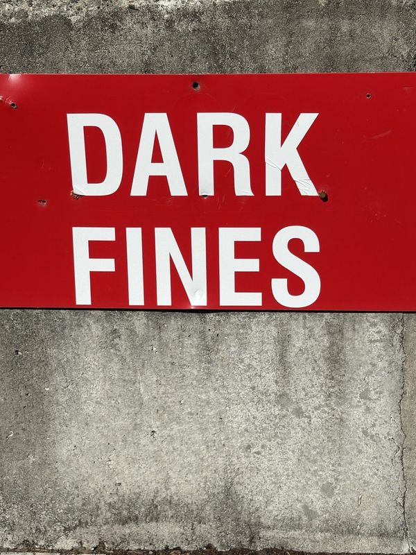 Yard sign for Dark Fines